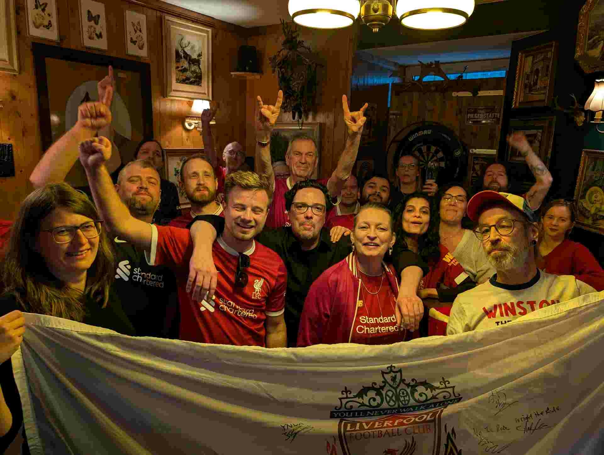 A group image of the Berlin Reds Liverpool supporters.